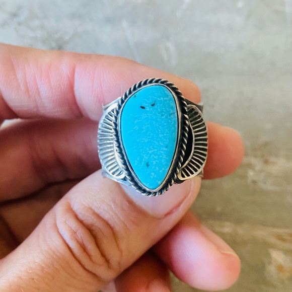 ♥️ Navajo ♥️ Andy Cadman Sterling Silver & Turquoise Ring